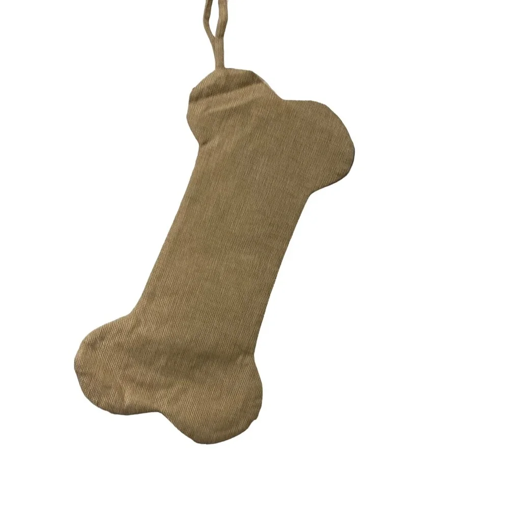 Dog Paw Christmas Stocking Bone Pet Hanging Burlap new 15.5 x 7.5 inches